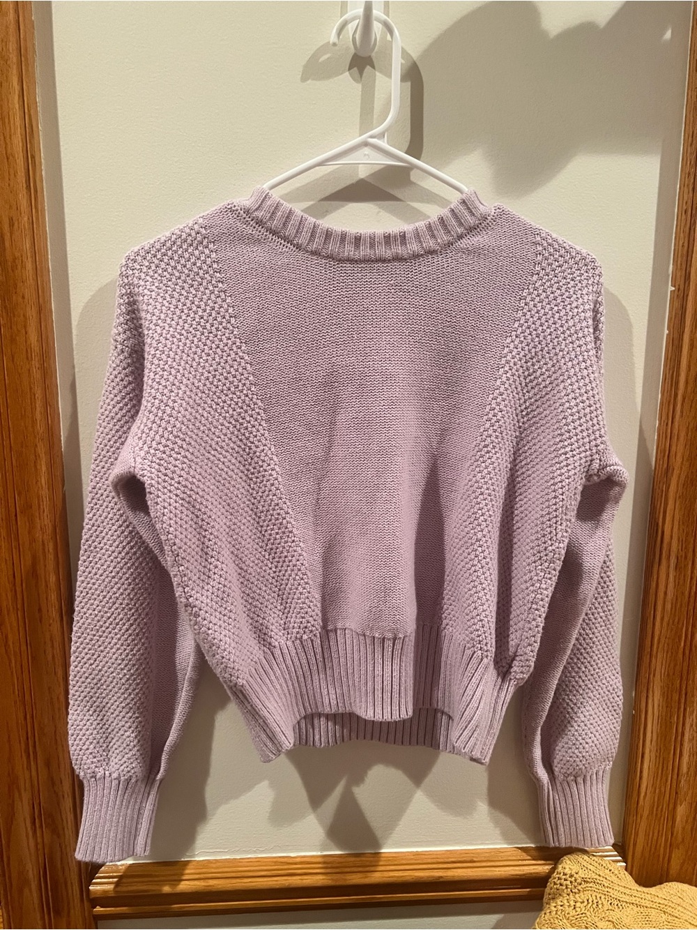 Gap - Chunky Pastel Lilac Knit Crewneck Cropped Sweater